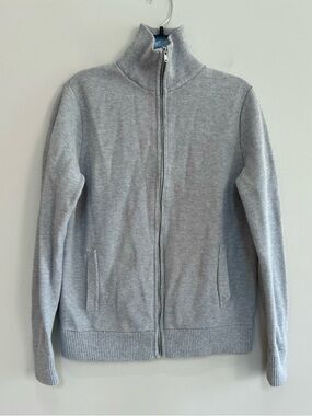 Theory Todd Eco Breach Cotton Full-Zip Long Sleeve Cardigan Sweater Grey, size M